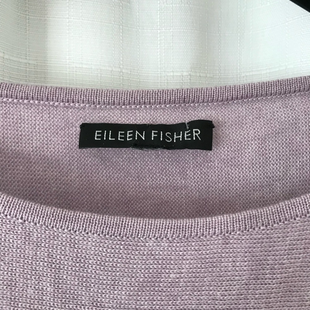 Eileen Fisher small Purple Tencel Merino Wool Asymmetrical Sweater - Picture 5 of 11